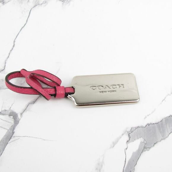 Coach Silver Metal Hangtag with Pink Leather Strap - Picture 5 of 7